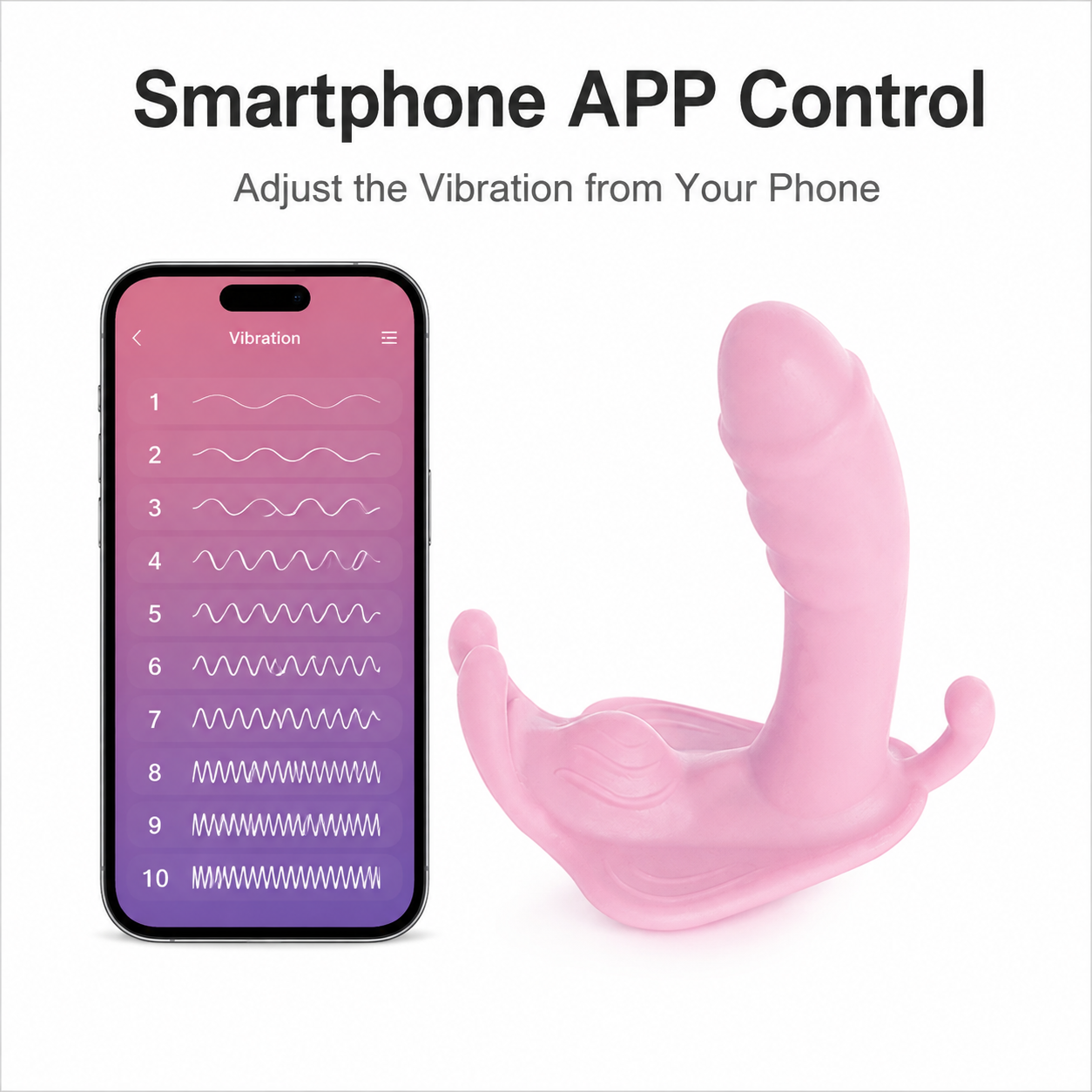 Wearable strap-on vibrator for women—a G-spot toy suitable for lesbians and couples. This pink, butterfly-shaped adult toy is designed for stimulating the G-spot, clitoris, and nipples. - Image 4